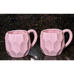 Harry and David Honeycomb Ceramic Coffee Pink Tea Mug Set of 2